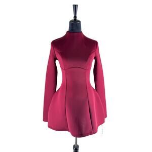 Micas Burgundy Scuba-Fabric Open-Back Mini Dress – NWT – Small